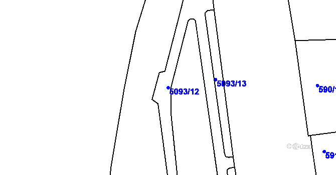 Parcela st. 5093/12 v KÚ Smíchov, Katastrální mapa