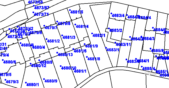 Parcela st. 4681/9 v KÚ Smíchov, Katastrální mapa