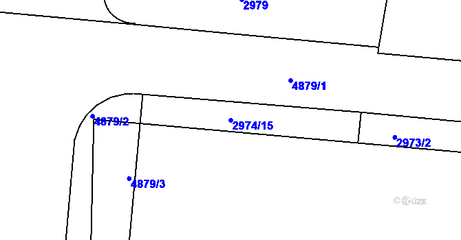 Parcela st. 2974/15 v KÚ Smíchov, Katastrální mapa