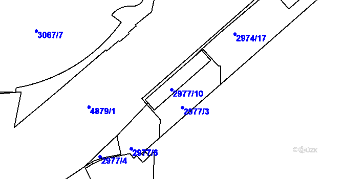 Parcela st. 2977/10 v KÚ Smíchov, Katastrální mapa