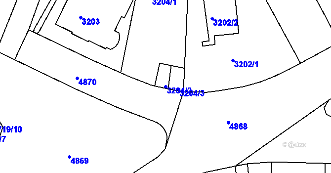 Parcela st. 3204/2 v KÚ Smíchov, Katastrální mapa