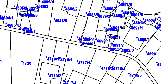 Parcela st. 4688/9 v KÚ Smíchov, Katastrální mapa