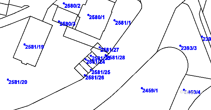 Parcela st. 2581/28 v KÚ Smíchov, Katastrální mapa