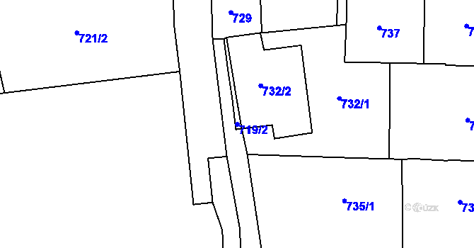 Parcela st. 719/2 v KÚ Smíchov, Katastrální mapa