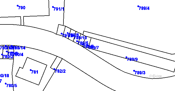 Parcela st. 789/7 v KÚ Smíchov, Katastrální mapa