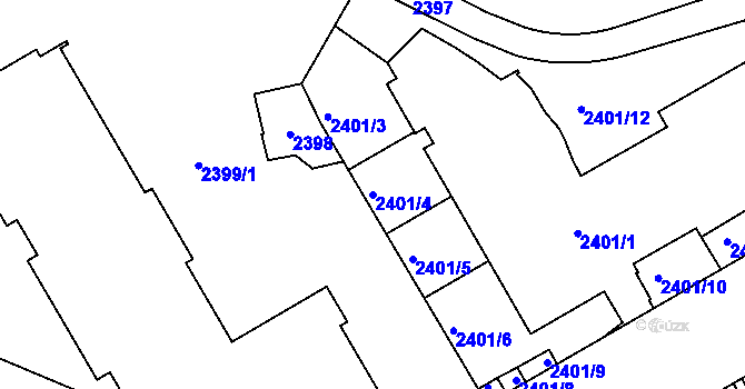 Parcela st. 2401/4 v KÚ Smíchov, Katastrální mapa