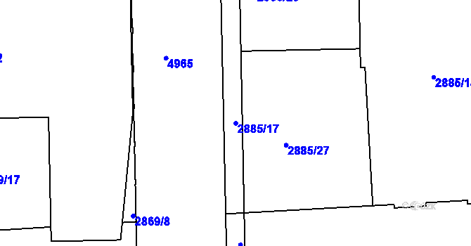 Parcela st. 2885/17 v KÚ Smíchov, Katastrální mapa