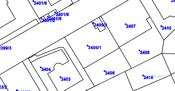 Parcela st. 2405/1 v KÚ Smíchov, Katastrální mapa