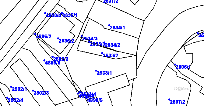 Parcela st. 2633/2 v KÚ Smíchov, Katastrální mapa