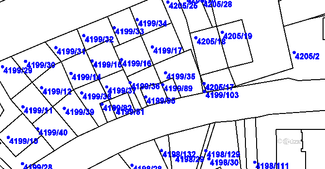 Parcela st. 4199/89 v KÚ Smíchov, Katastrální mapa