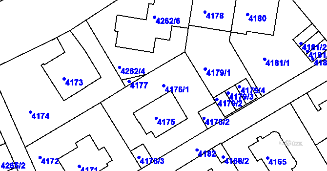 Parcela st. 4176/1 v KÚ Smíchov, Katastrální mapa