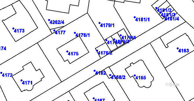 Parcela st. 4176/2 v KÚ Smíchov, Katastrální mapa