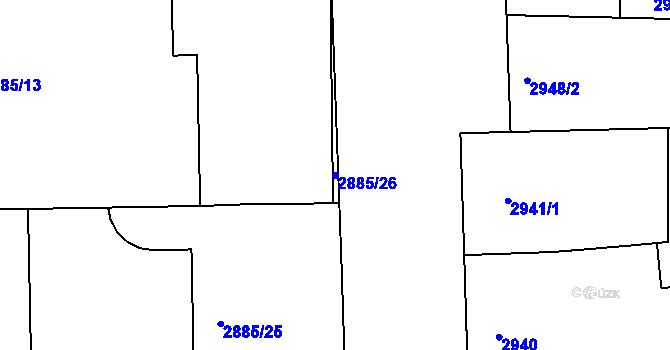 Parcela st. 2885/26 v KÚ Smíchov, Katastrální mapa