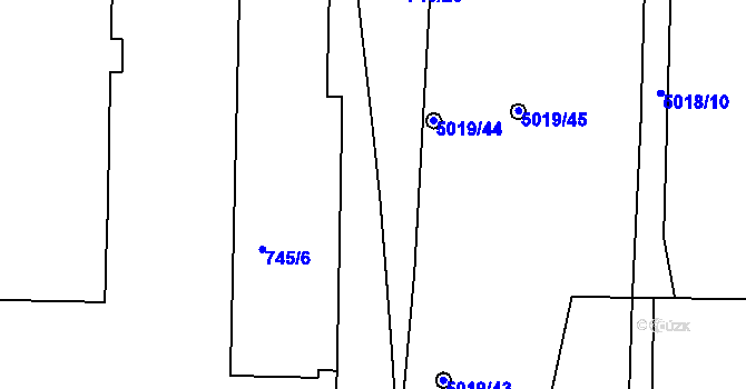 Parcela st. 745/21 v KÚ Smíchov, Katastrální mapa
