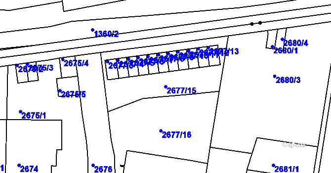 Parcela st. 2677/15 v KÚ Smíchov, Katastrální mapa