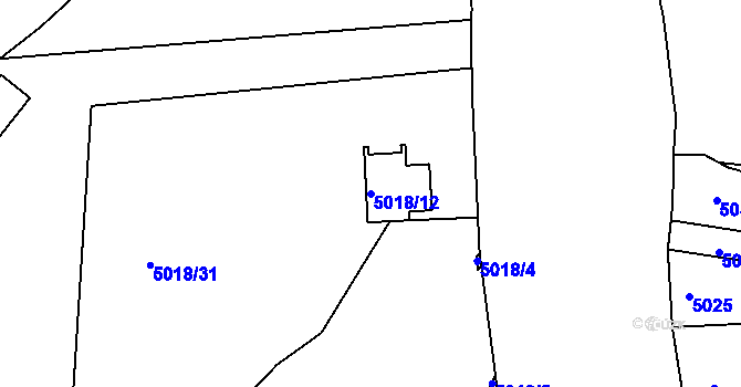 Parcela st. 5018/12 v KÚ Smíchov, Katastrální mapa