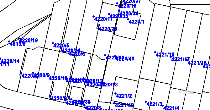 Parcela st. 4220/32 v KÚ Smíchov, Katastrální mapa