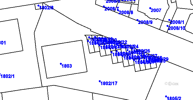 Parcela st. 1804/23 v KÚ Smíchov, Katastrální mapa