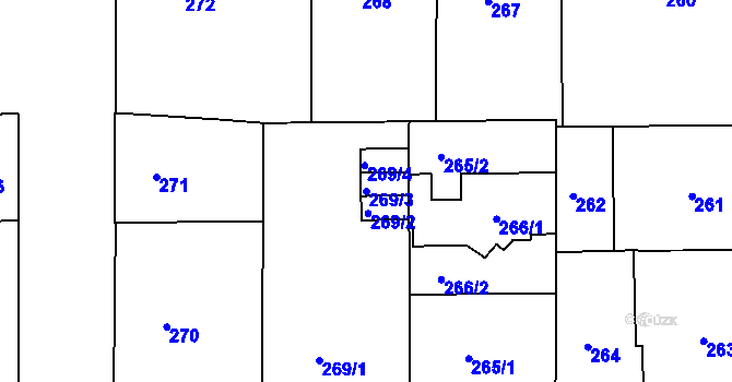Parcela st. 269/3 v KÚ Smíchov, Katastrální mapa