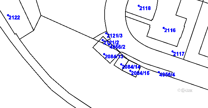 Parcela st. 2084/13 v KÚ Smíchov, Katastrální mapa