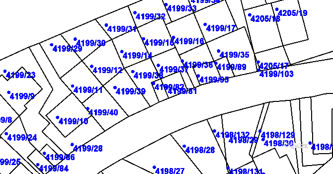 Parcela st. 4199/81 v KÚ Smíchov, Katastrální mapa