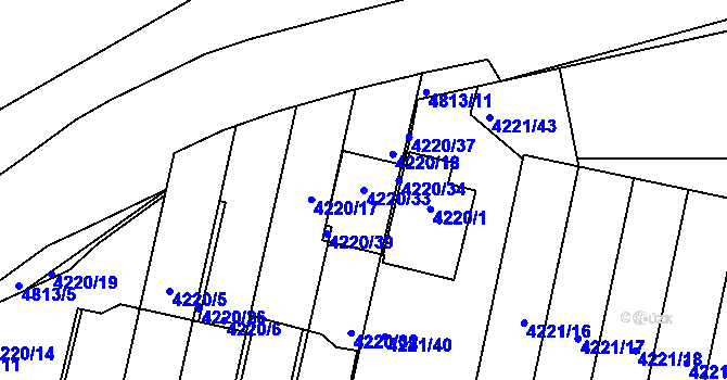 Parcela st. 4220/33 v KÚ Smíchov, Katastrální mapa