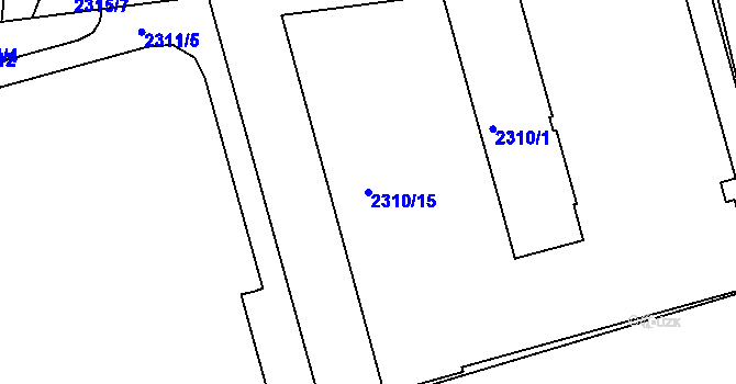 Parcela st. 2310/15 v KÚ Smíchov, Katastrální mapa