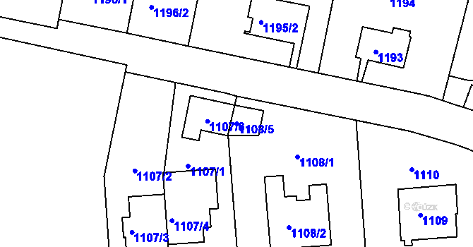 Parcela st. 1108/5 v KÚ Smíchov, Katastrální mapa