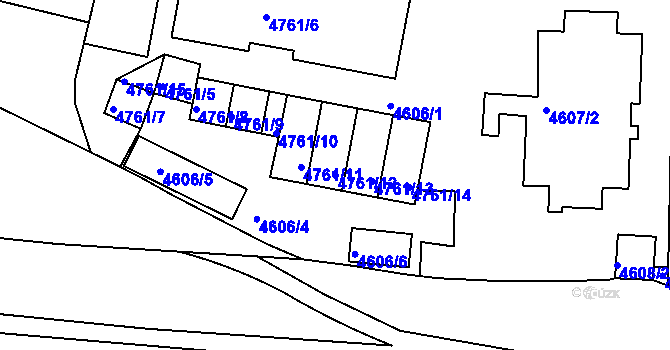 Parcela st. 4761/12 v KÚ Smíchov, Katastrální mapa