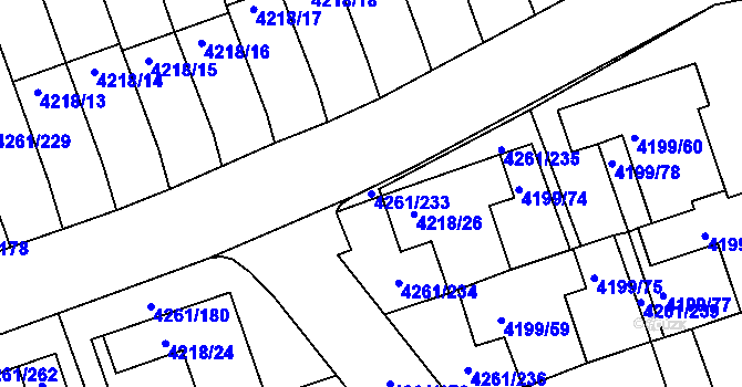 Parcela st. 4261/233 v KÚ Smíchov, Katastrální mapa