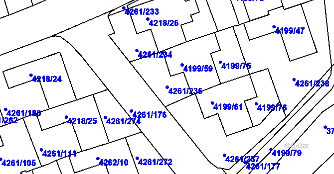 Parcela st. 4261/236 v KÚ Smíchov, Katastrální mapa