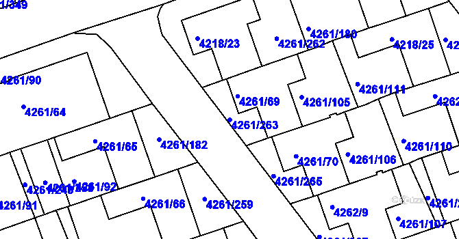Parcela st. 4261/263 v KÚ Smíchov, Katastrální mapa