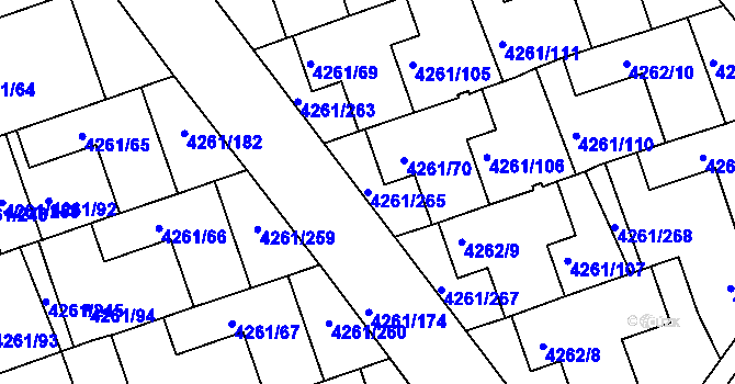 Parcela st. 4261/265 v KÚ Smíchov, Katastrální mapa