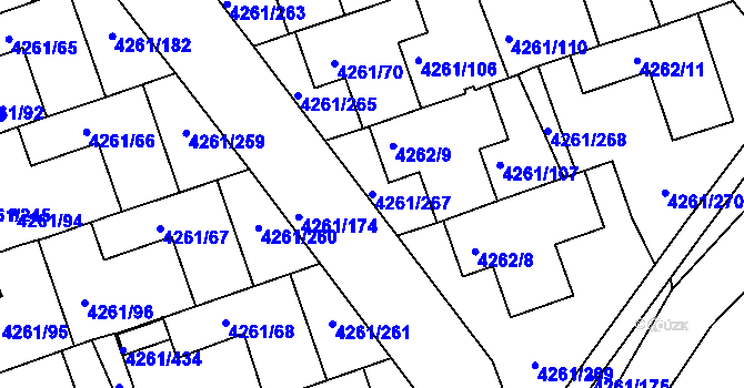 Parcela st. 4261/267 v KÚ Smíchov, Katastrální mapa