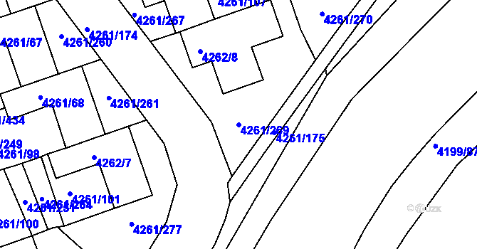 Parcela st. 4261/269 v KÚ Smíchov, Katastrální mapa