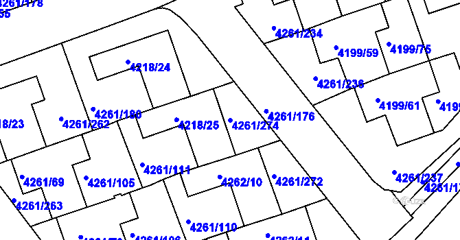 Parcela st. 4261/274 v KÚ Smíchov, Katastrální mapa