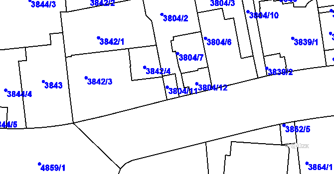 Parcela st. 3804/11 v KÚ Smíchov, Katastrální mapa