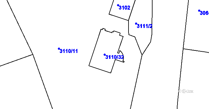 Parcela st. 3110/32 v KÚ Smíchov, Katastrální mapa