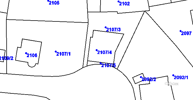 Parcela st. 2107/4 v KÚ Smíchov, Katastrální mapa