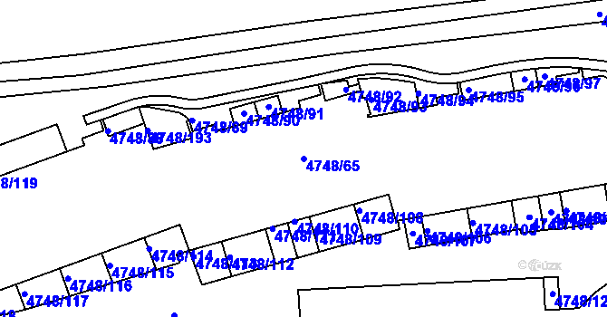 Parcela st. 4748/65 v KÚ Smíchov, Katastrální mapa