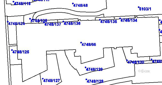 Parcela st. 4748/66 v KÚ Smíchov, Katastrální mapa