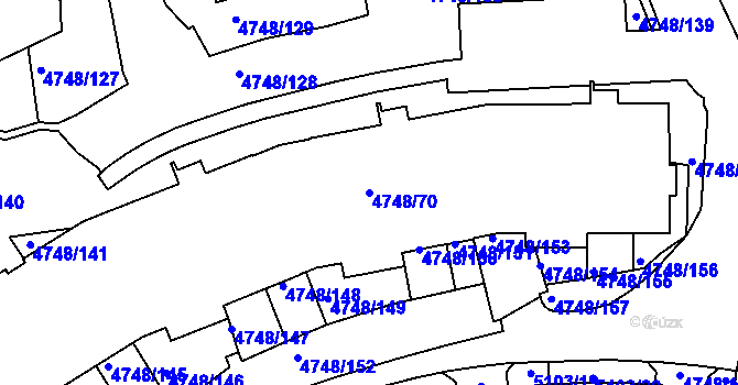 Parcela st. 4748/70 v KÚ Smíchov, Katastrální mapa