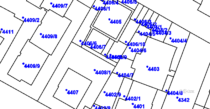Parcela st. 4406/8 v KÚ Smíchov, Katastrální mapa