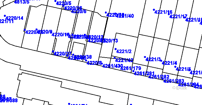Parcela st. 4221/41 v KÚ Smíchov, Katastrální mapa