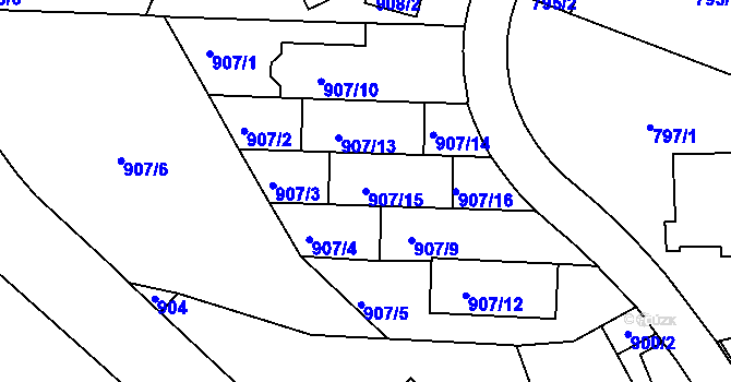 Parcela st. 907/15 v KÚ Smíchov, Katastrální mapa