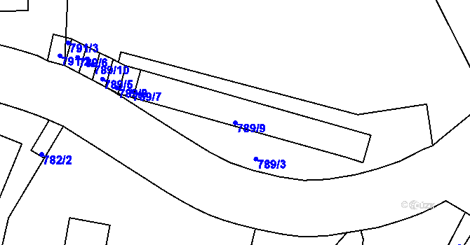 Parcela st. 789/9 v KÚ Smíchov, Katastrální mapa