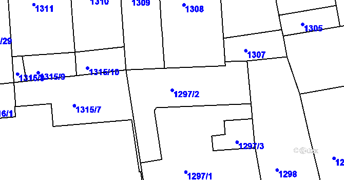 Parcela st. 1297/2 v KÚ Smíchov, Katastrální mapa