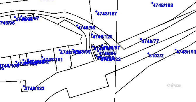 Parcela st. 4748/85 v KÚ Smíchov, Katastrální mapa