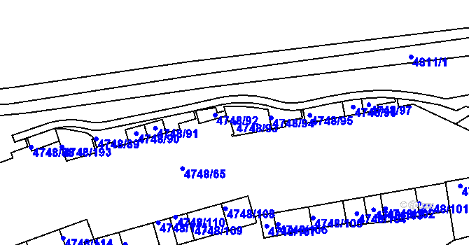 Parcela st. 4748/93 v KÚ Smíchov, Katastrální mapa