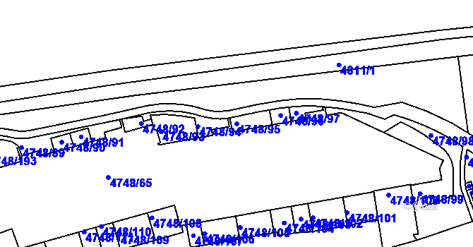 Parcela st. 4748/95 v KÚ Smíchov, Katastrální mapa